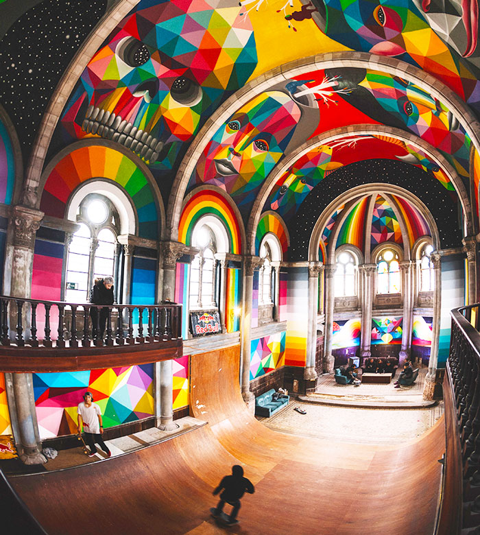 A 100-Year-Old Church Transformed Into A Skate Park Painted With Colorful Graffiti