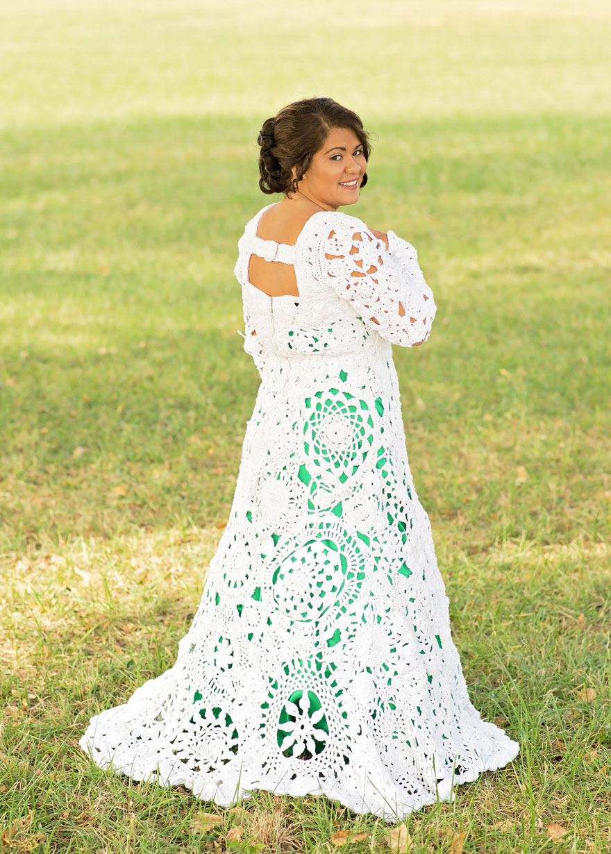 Bride Spends 8 Months Crocheting Her Own $70 Wedding Dress, And It Looks Like A Million Dollars