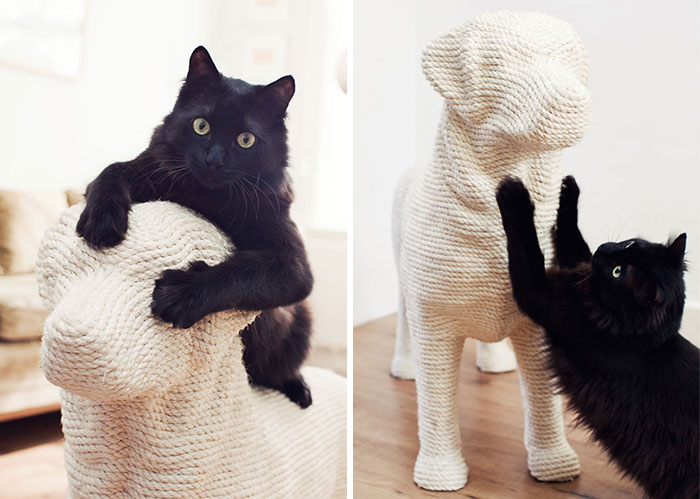 Dog-Shaped Scratching Post Lets Cats Have Their Sweet Revenge