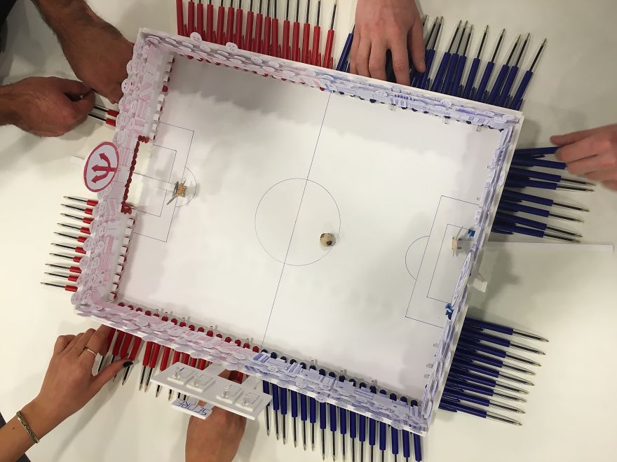 Turning Office Supplies Into A Foosballtable.