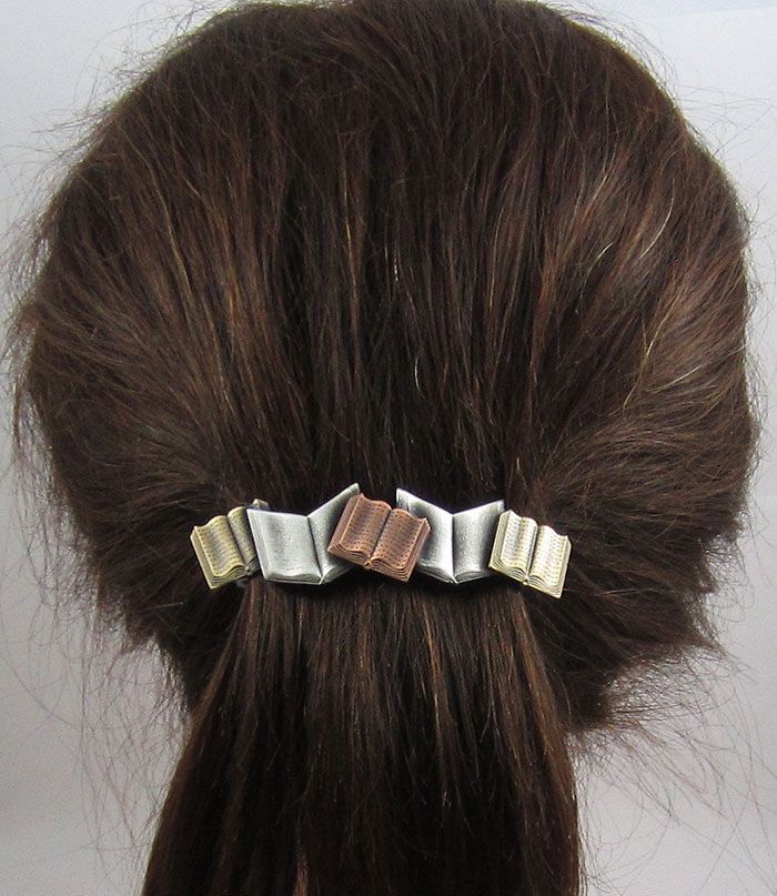 French Barrette Clip With Books