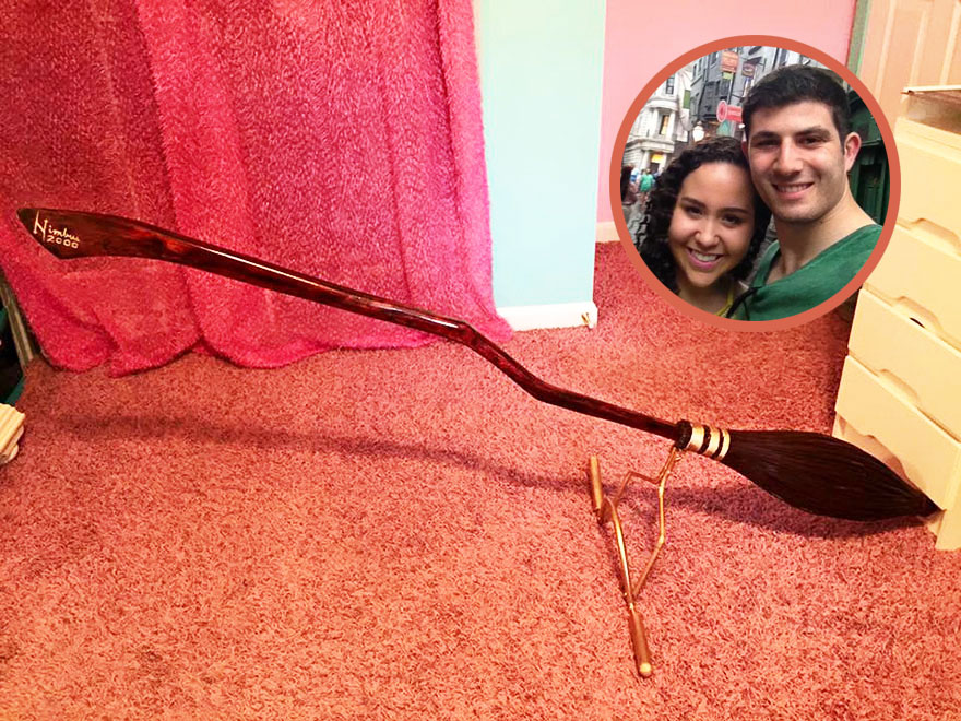 Best Boyfriend Ever Hand-Made A Nimbus 2000 For His Girlfriend For Christmas