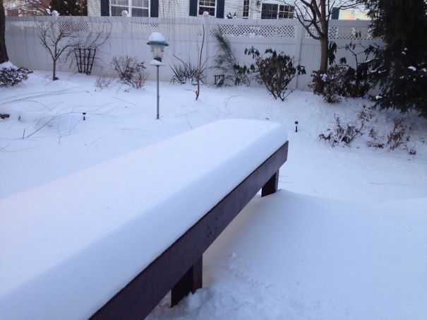 This Perfectly Snow Covered Bench.