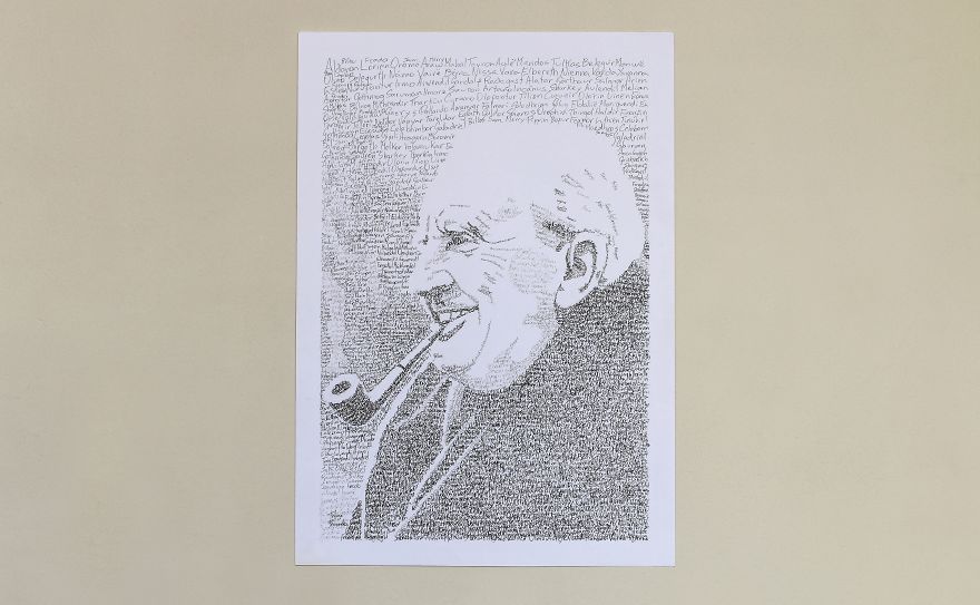 I Used An Ink Pen To Make Tolkien's Portrait Out Of His Words