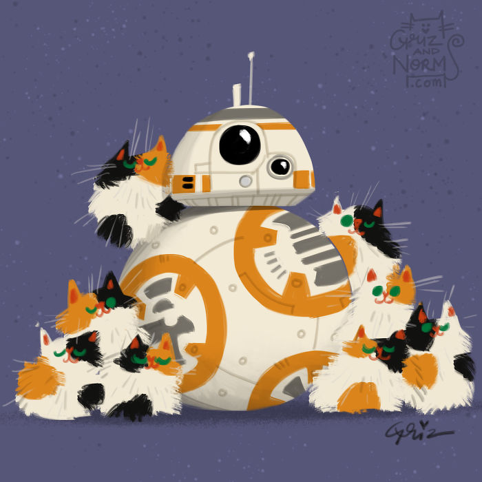 I Work At Walt Disney And In My Free Time I Draw Star Wars Characters And Their Cats