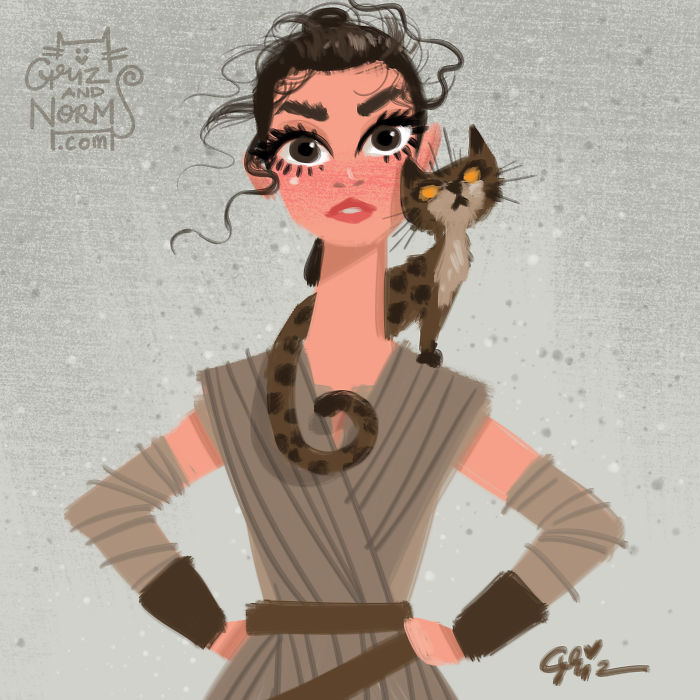 I Work At Walt Disney And In My Free Time I Draw Star Wars Characters And Their Cats