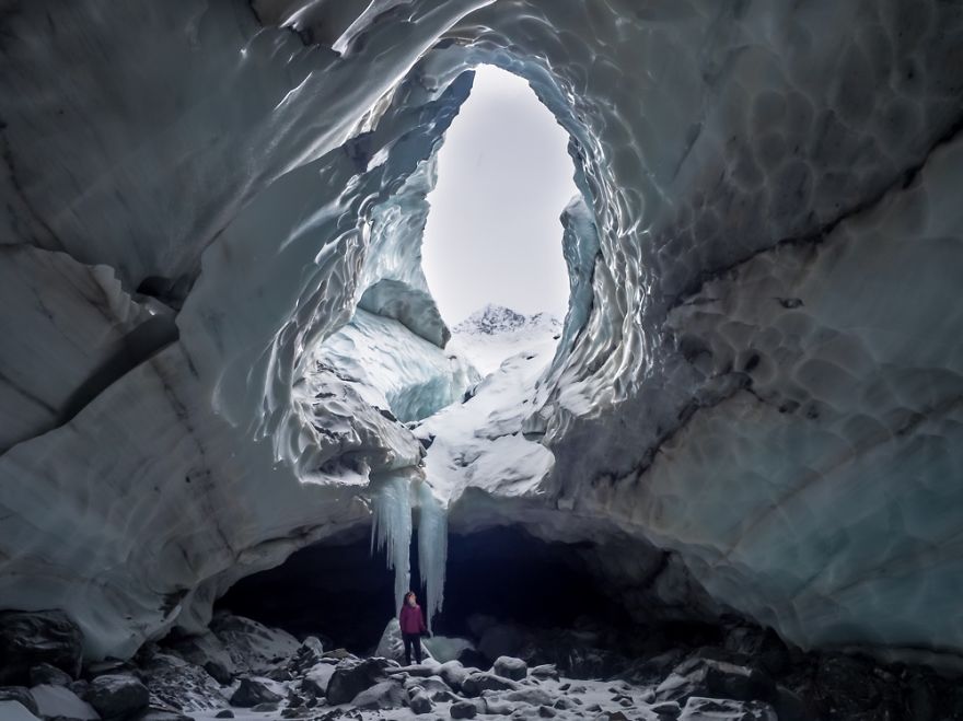Exploring The Ice Caves Of Byron Glacier In Portage Valley, Alaska