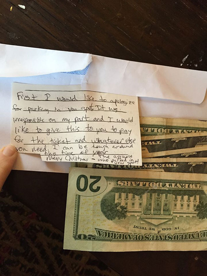 This Woman Left A Note After Someone Stole Her Parking Space. The Response Was Unexpected