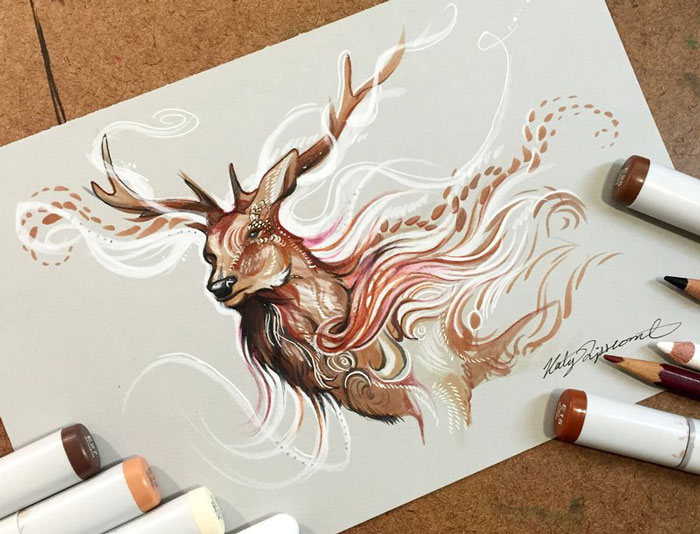 Wild Animal Spirits In Pencil And Marker Illustrations By Katy Lipscomb (Interview)