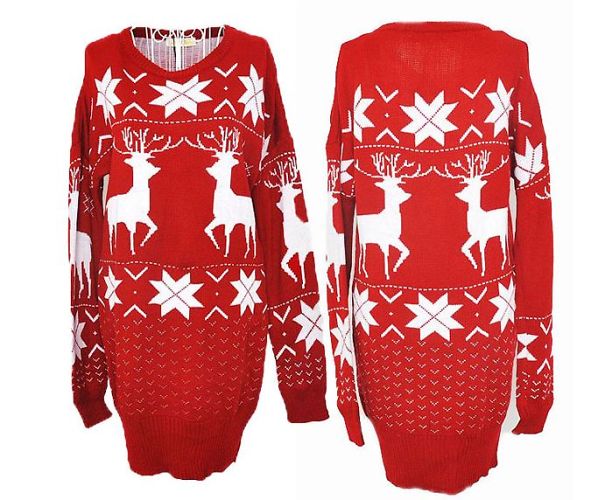 Red Christmas Printed Sweater