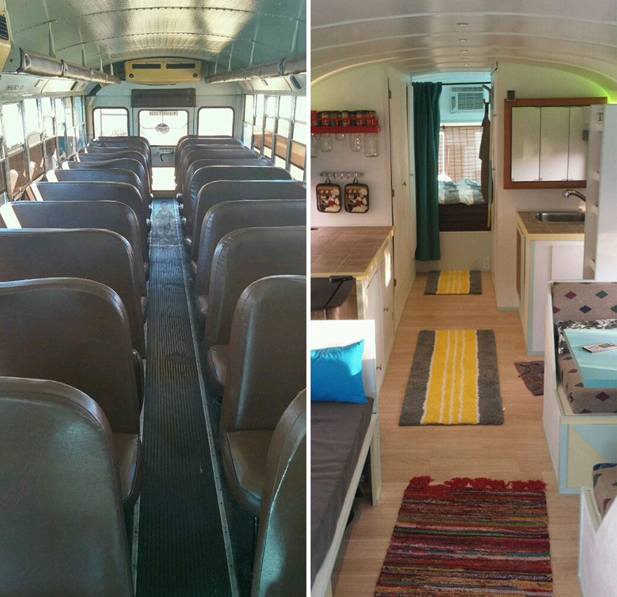Dad And Son Convert Old 90’s School Bus Into A Tiny Dream Home