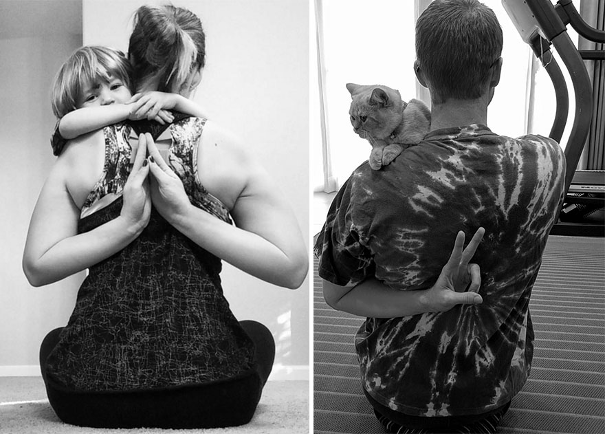 Single Guy Recreates His Twin Sister's Baby Photos Using A Cat (7 Pics)