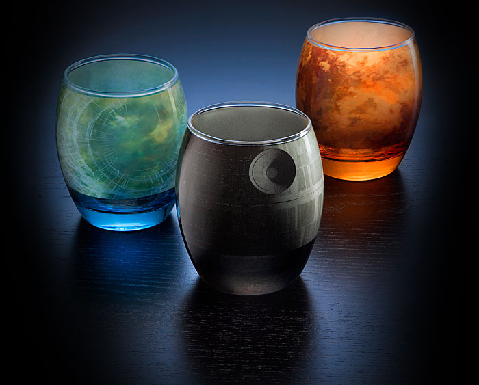Planetary Drinking Glassware Shows The Famous Planets From Star Wars