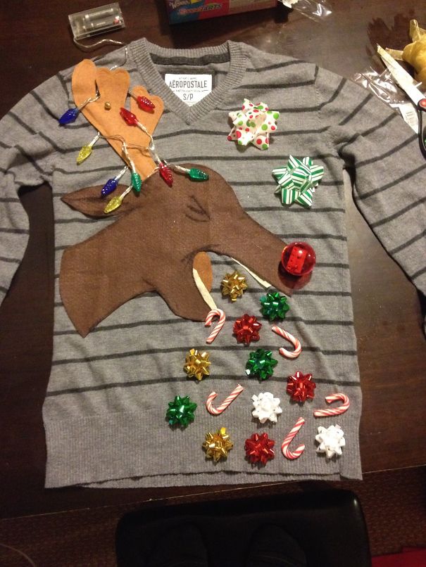 My 11-Year-Old Son's Home-Made Ugly Christmas Sweater