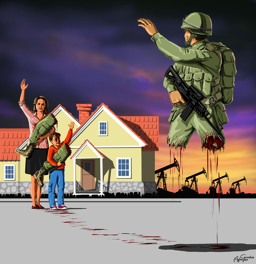 War And Peace: New Powerful Illustrations By Gunduz Aghayev