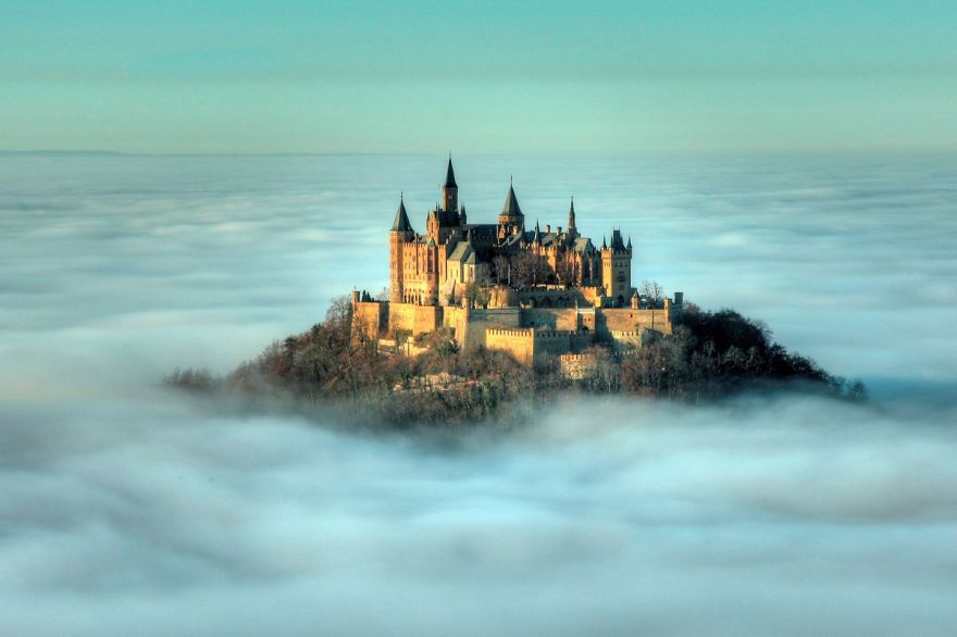 Hohenzollern Castle. This Fairy Tale Castle Is Located At The Top Of Mount Hohenzollern, Overlooking The Towns Of Hechingen And Bisingen