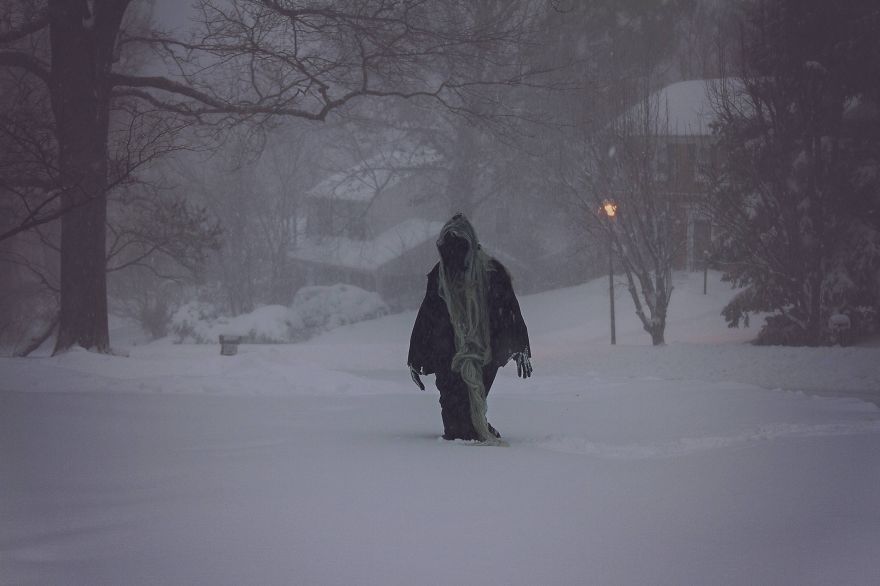 Convinced Husband To Go Out In A Blizzard Dressed As Death. Neighbors Stared