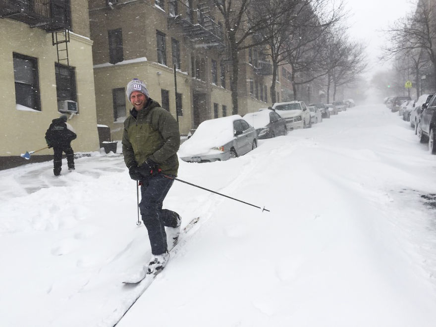 People Skiing On The Streets Of Nyc