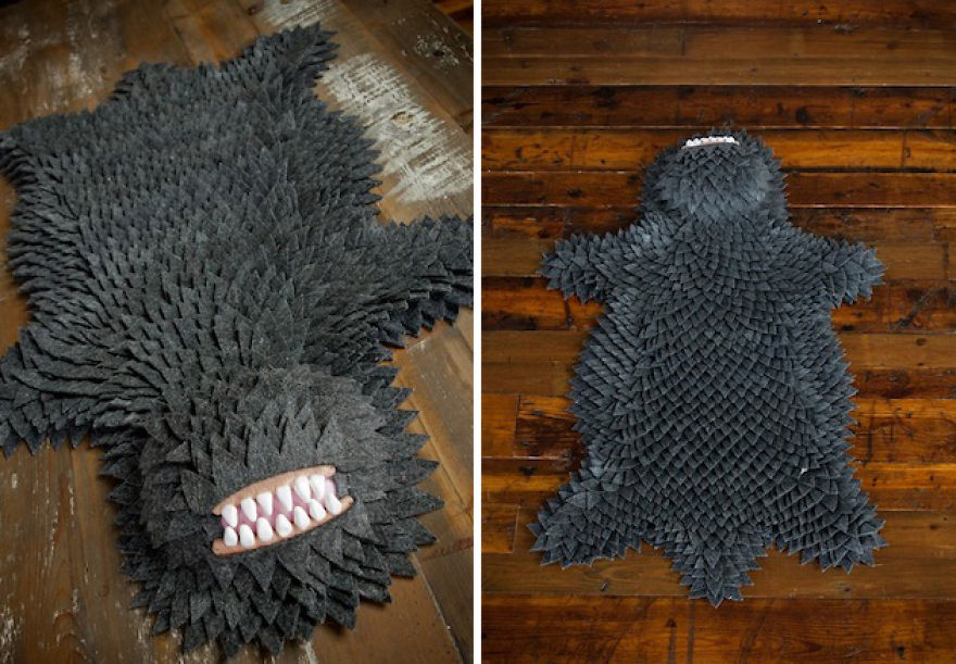 The Monster Skin Rug - Handmade From Wool Felt And Polymer Clay