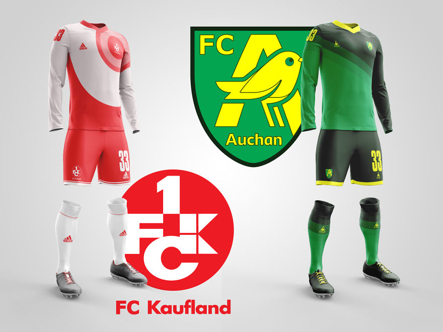 Artist Creates Cool Football Kits That Bring Together Hypermarkets And Football Clubs!