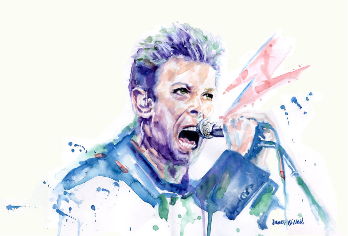 Goodbye Ziggy Stardust. Your Work Spanned Generations. Watercolor By Janet Rombough O'neil