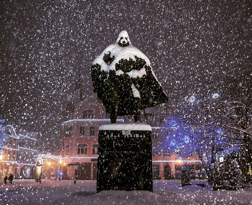 This Polish Statue Looks Like Darth Vader After A Snowy Day