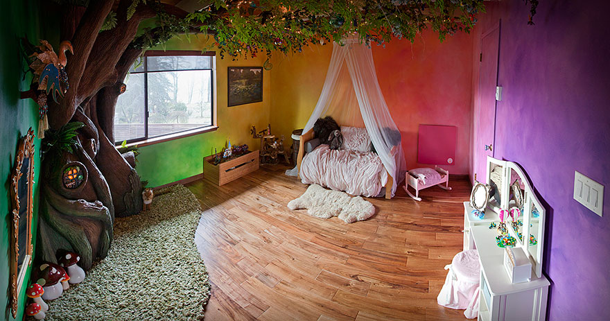 Dad Spends 18 Months Transforming Daughter's Bedroom Into Fairytale Treehouse