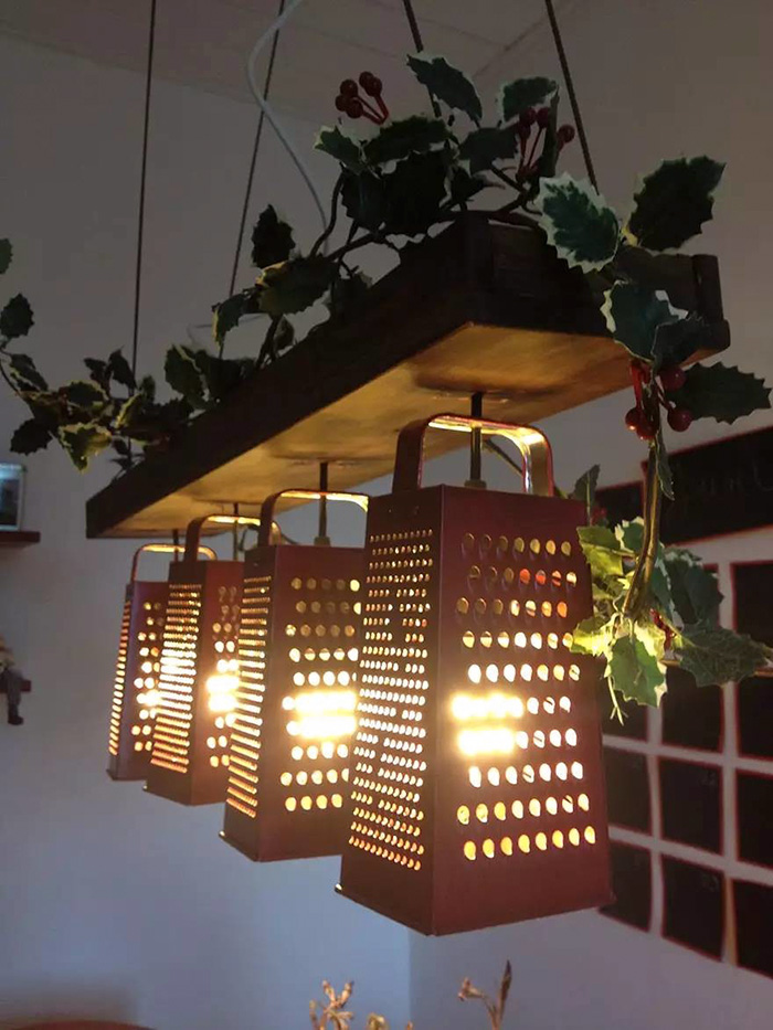 Suspended Lamp Made Out Of Recycled Graters