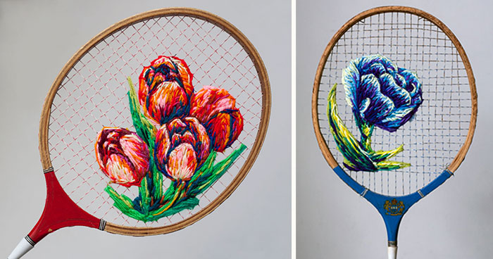 Sew Far, Sew Good: I Embroider On Old Tennis Rackets