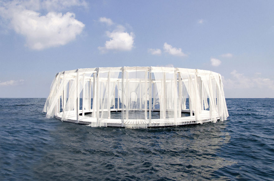 Self-Made Floating Island In Mediterranean Sea Makes You Feel Like In A New Isolated World