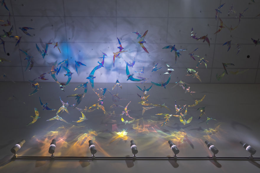 Hanging Sculptures Made Of Glass And Light