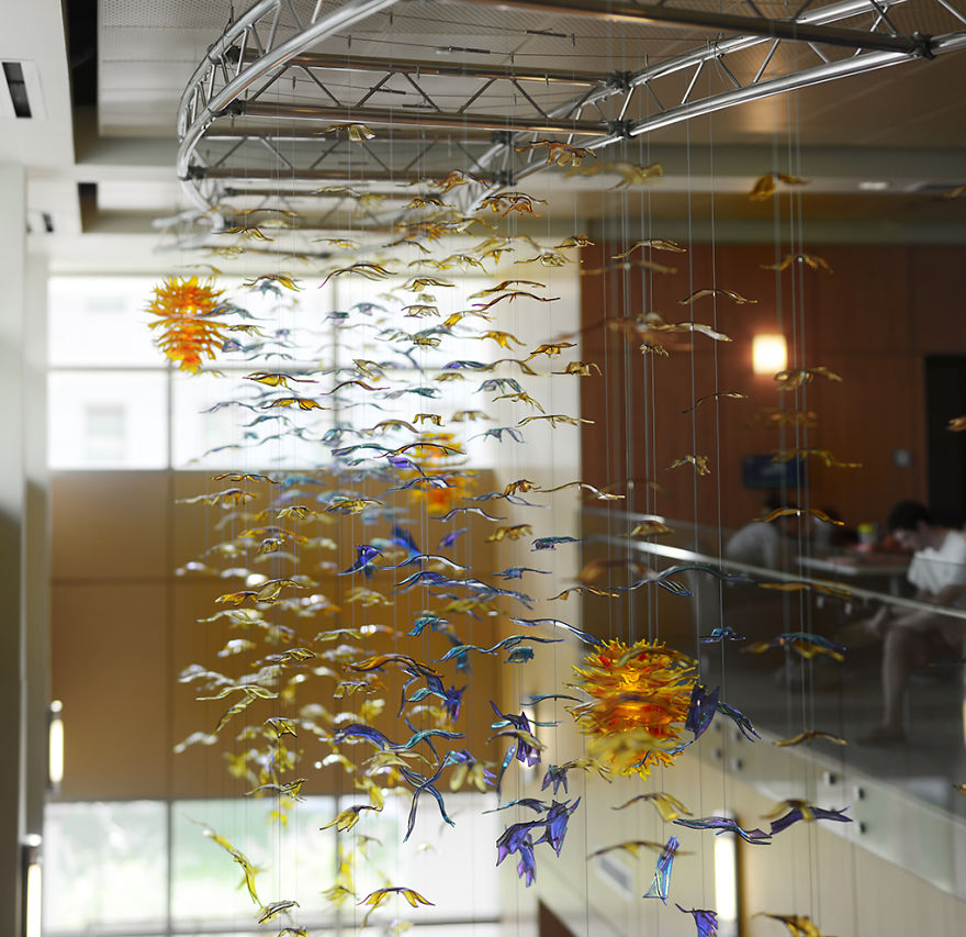 Hanging Sculptures Made Of Glass And Light