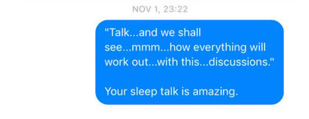Husband Talks In His Sleep, Wife Texts It