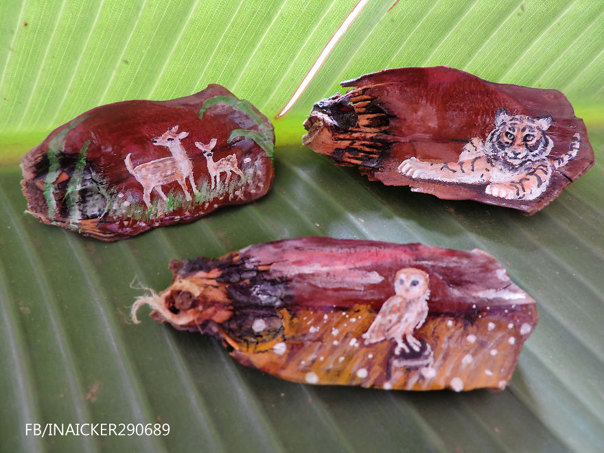 I Create Little Drawings On Pine Cone Stems