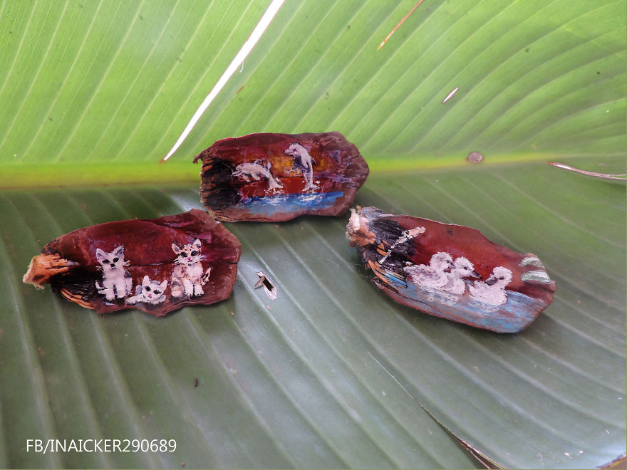 I Create Little Drawings On Pine Cone Stems