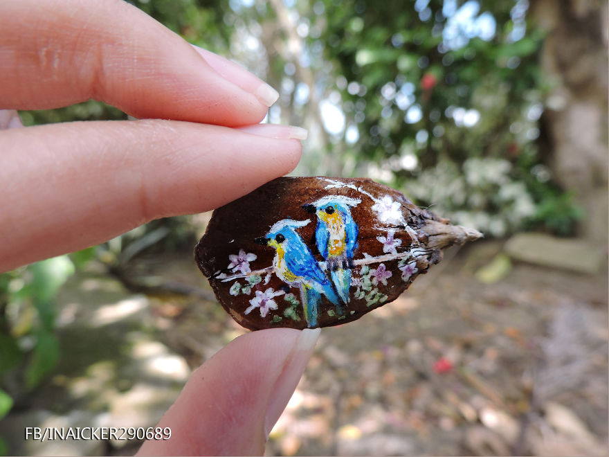 I Create Little Drawings On Pine Cone Stems