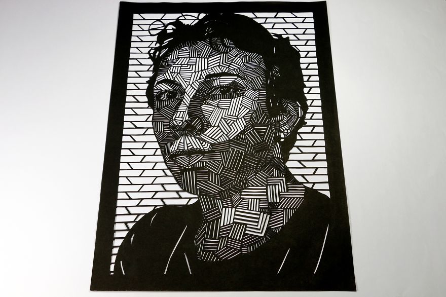 I Created My Self Portrait Using The Papercut Technique