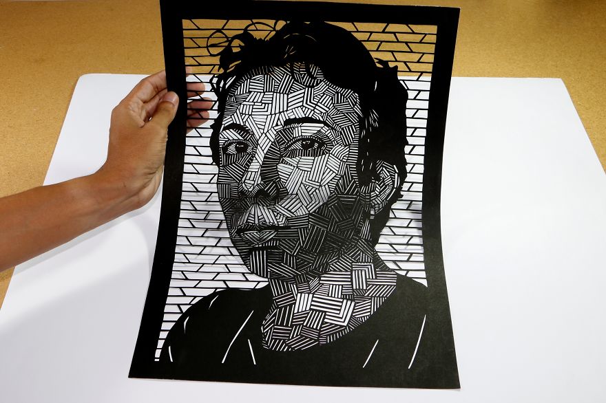 I Created My Self Portrait Using The Papercut Technique
