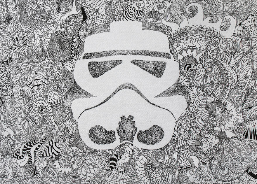 I Drew Star Wars Characters Using Zentangle And Dotworks Techniques