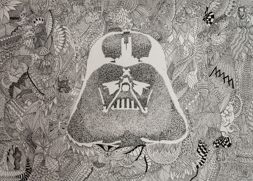I Drew Star Wars Characters Using Zentangle And Dotworks Techniques