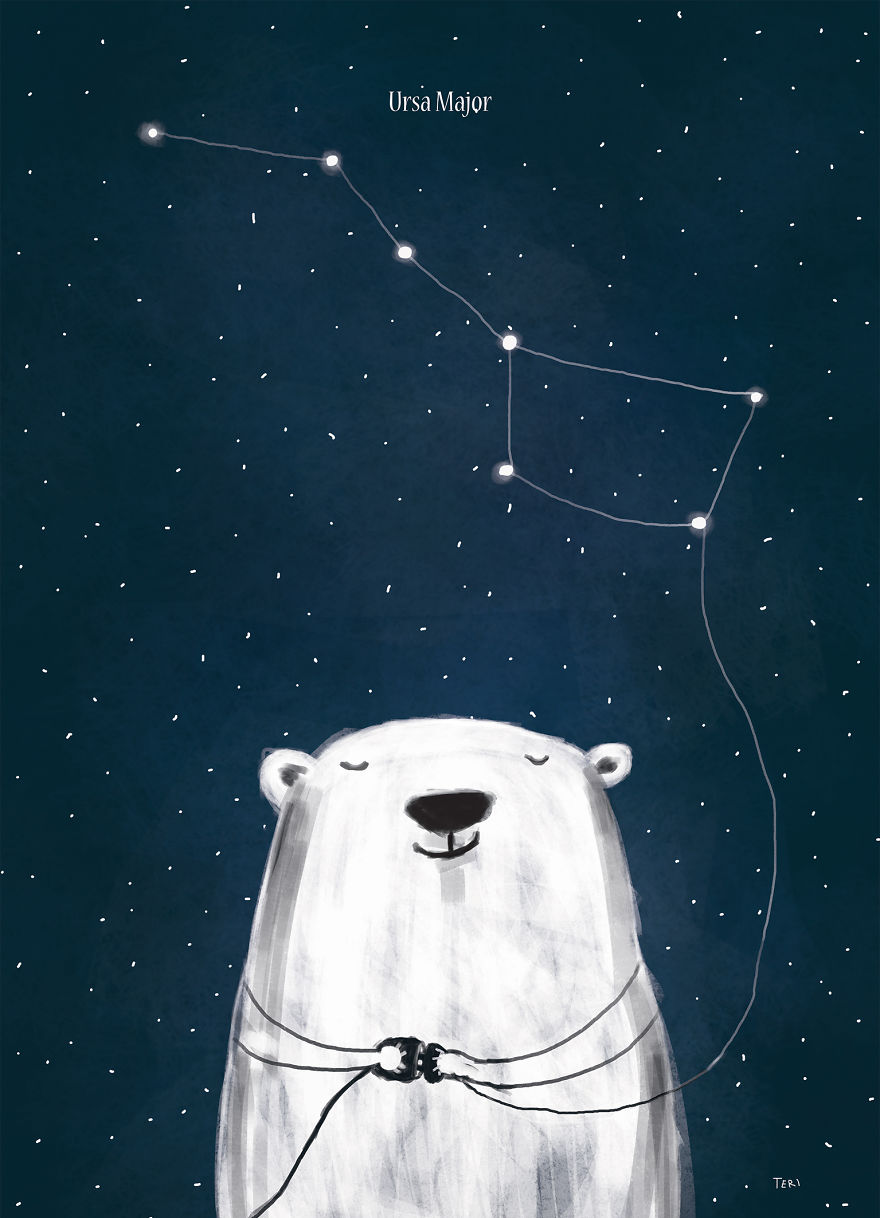I'm Obsessed With The Night Sky So I Illustrated Arctic Constellations