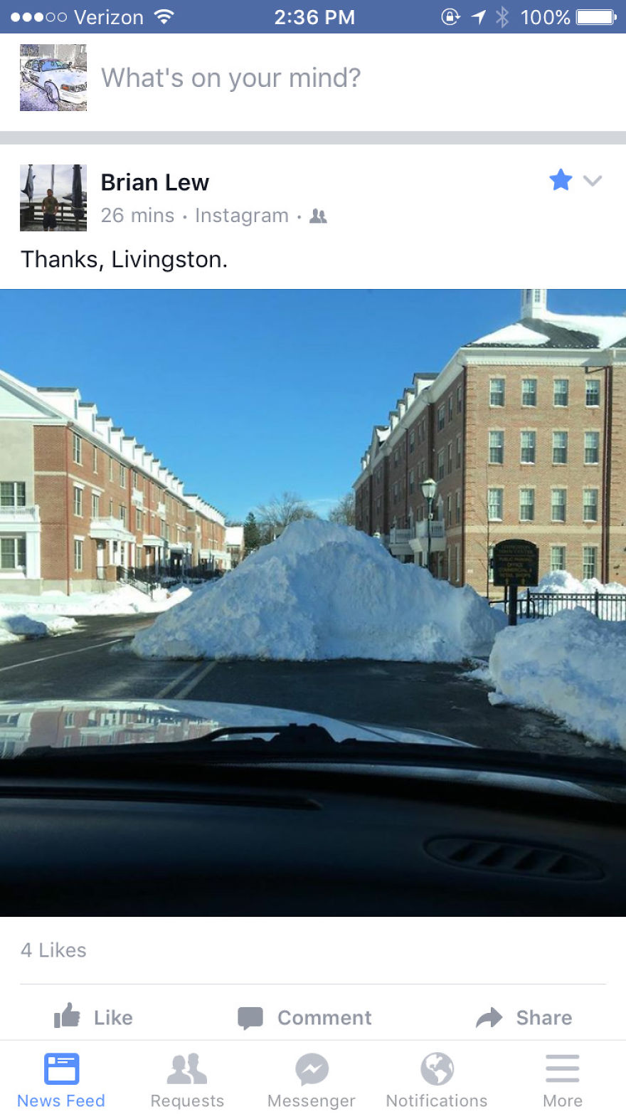 Seen In Livingston, Nj... Plowers Blocked The Entrance To A Shopping Area With Open Stores