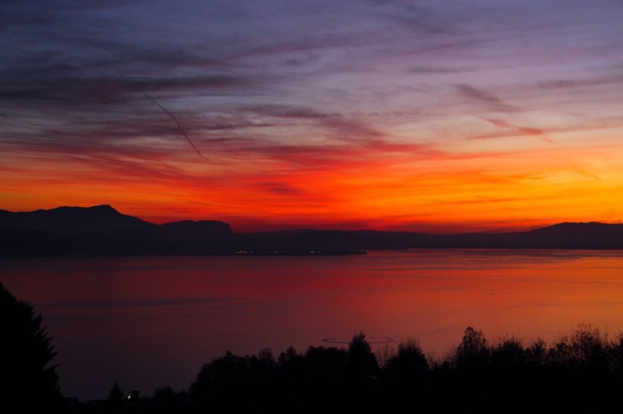 Red Evening Sky In Switzerland