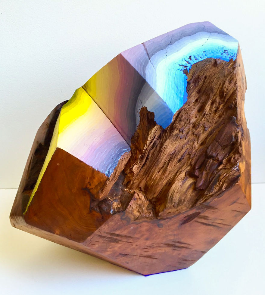 Wood Blocks Carved And Painted Into Glimmering Gemlike Objects By Victoria Wagner