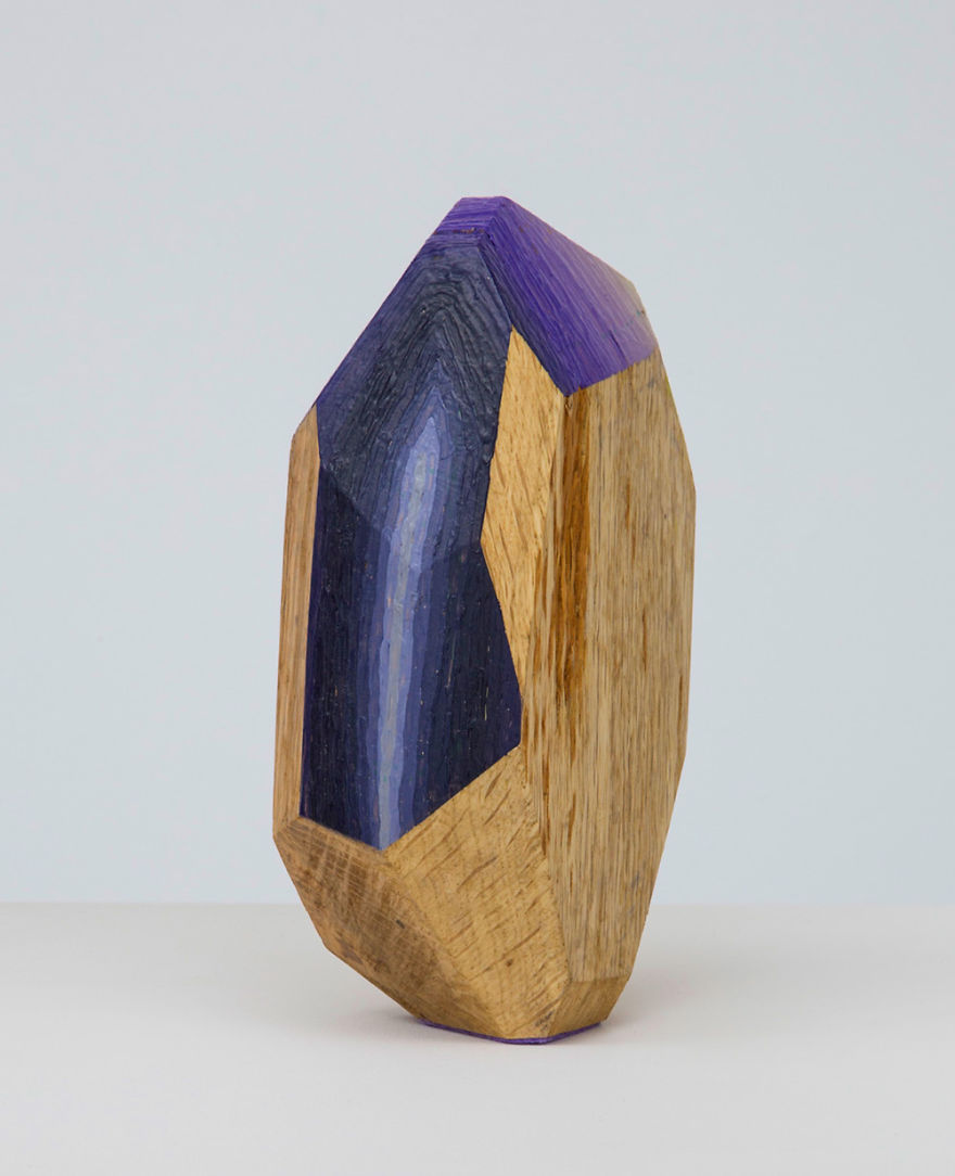 Wood Blocks Carved And Painted Into Glimmering Gemlike Objects By Victoria Wagner