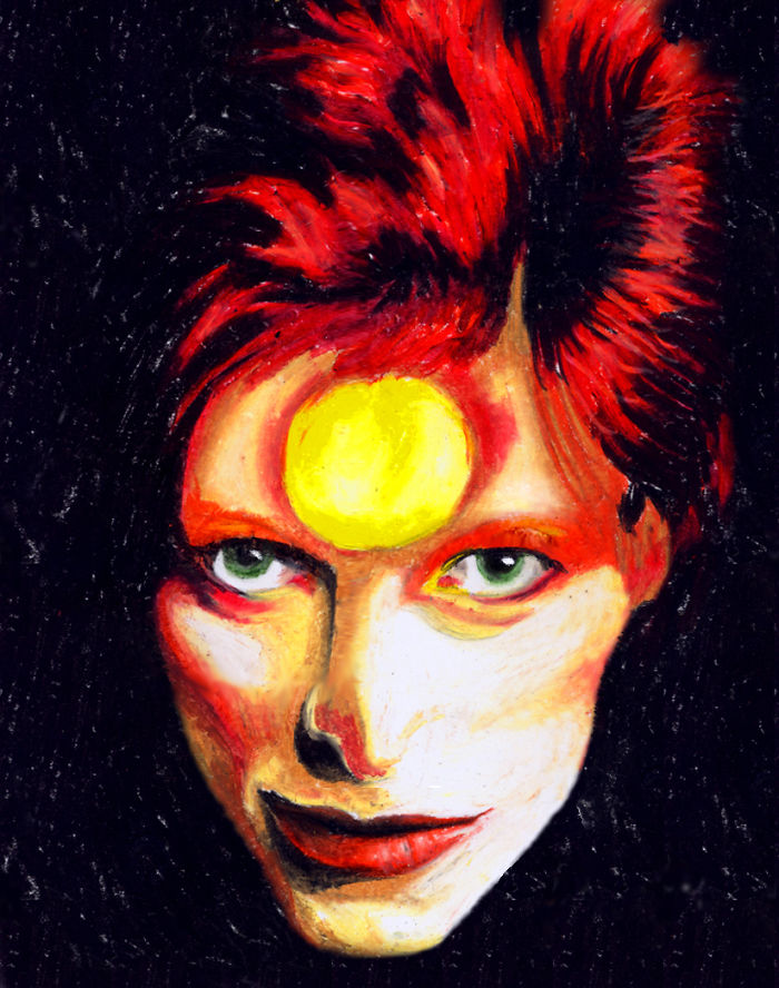 Ziggy Stardust In Oil Pastels