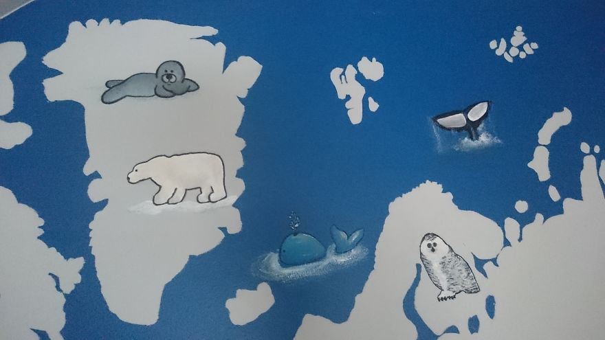 I Painted A World Map Full Of Animals In My Little Nephew's Room