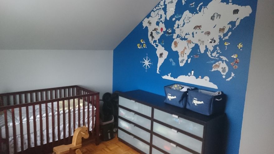 I Painted A World Map Full Of Animals In My Little Nephew's Room