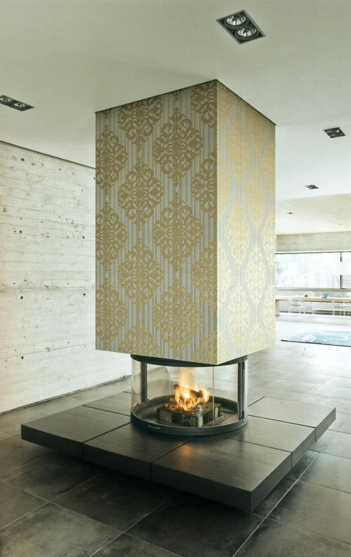 24k Gold & Glass Mosaic Fireplace