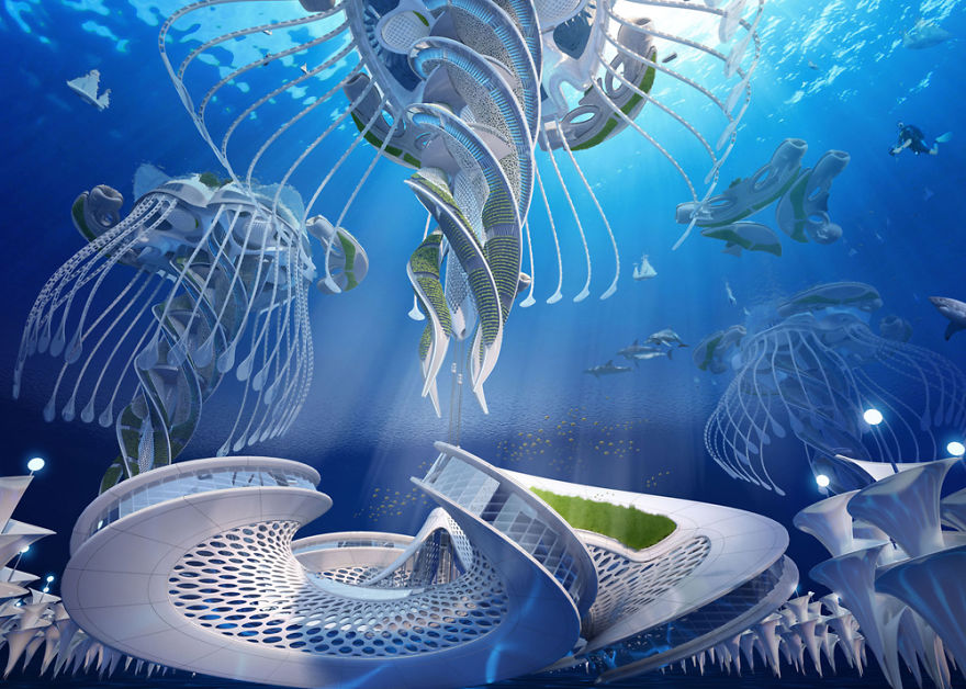 Architect Plans An Underwater Eco Village From 3D Printed Recycled Plastic